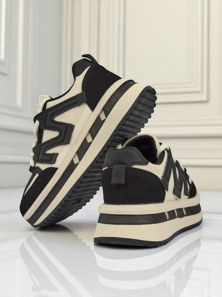 Selene Nero-damesplatformsneakers van swart ekologiese leer