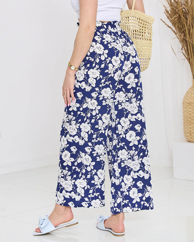 Navy blue floral palazzo pants - Clothing