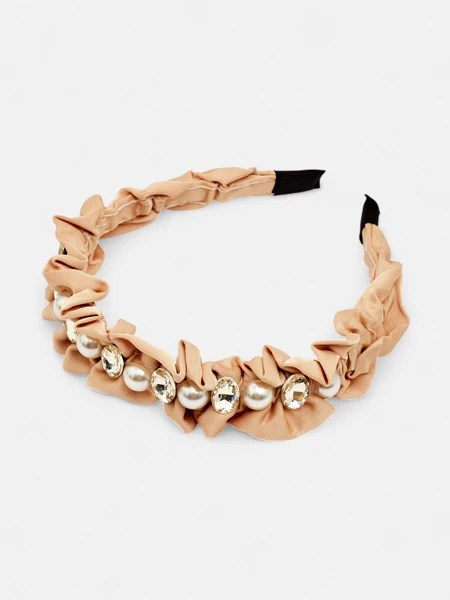 Royalfashion Opaska do włosów z marszczeniem i perełkaami