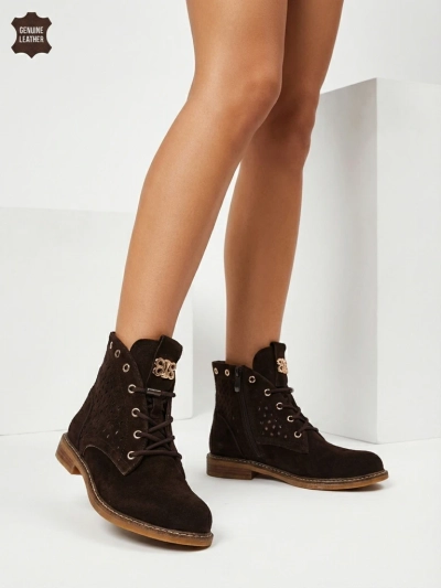 Women's Openwork Ankle Boots made of Natural Leather Aurelias