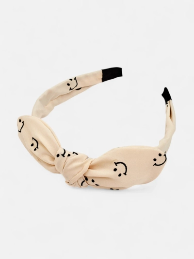 Royalfashion Children's headband with a bow with a smiley face print