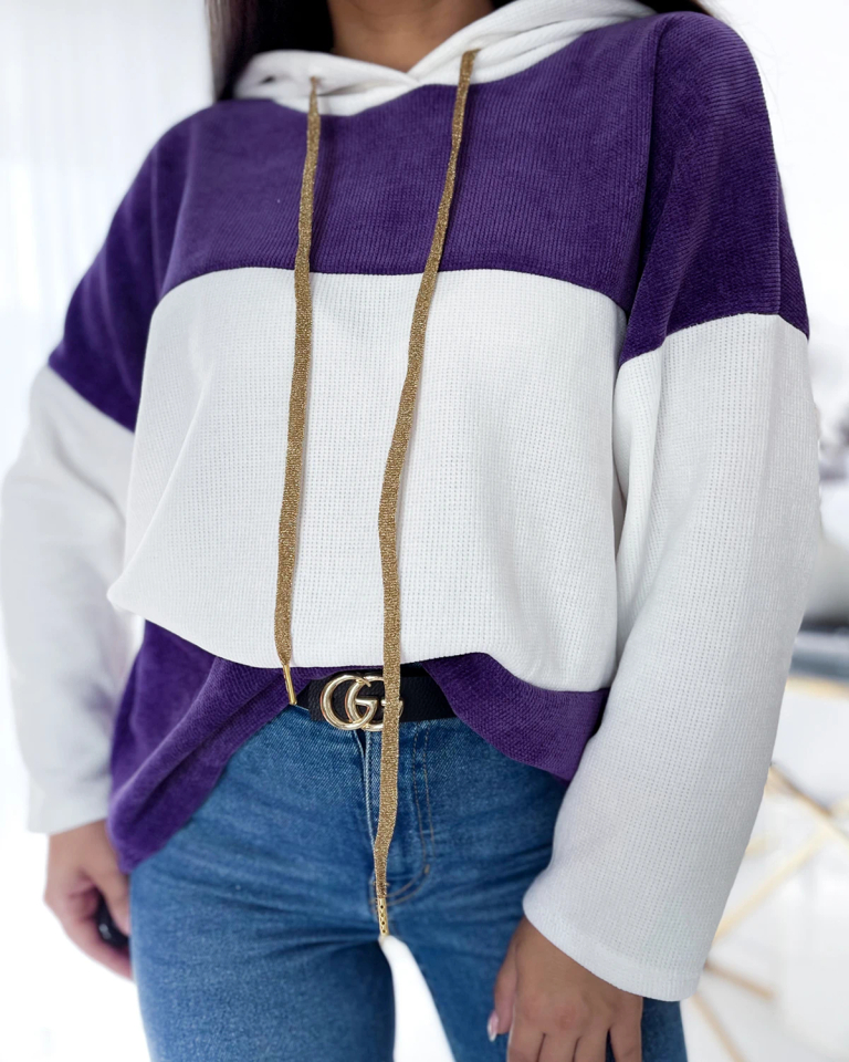 Royalfashion Balti violeta krāsas oversize sieviešu jaka ar kapuci