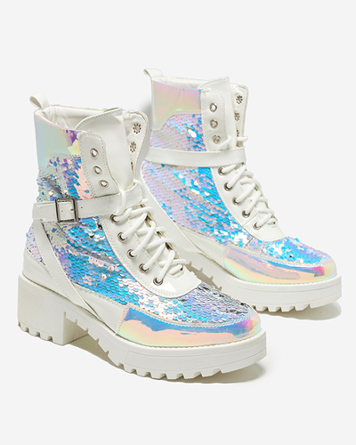 White women's boots with sequins from Impresa - Footwear
