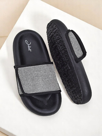 Royalfashion Women's Flat Sole Flip Flops Sparkle Step