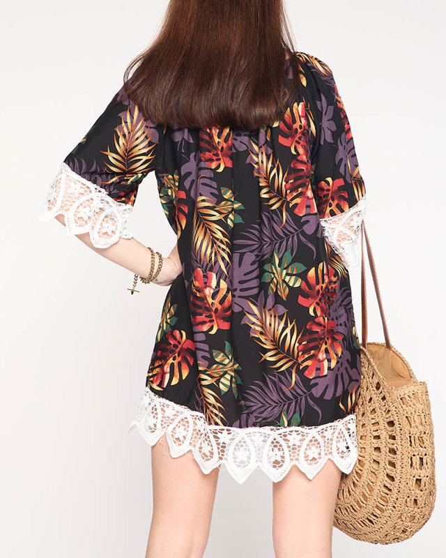 Ladies 'black tunic with leaves - Clothing