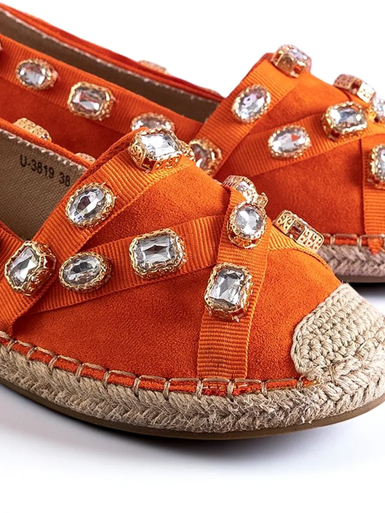 Оранжевые женские эспадрильи с украшениями Wamba