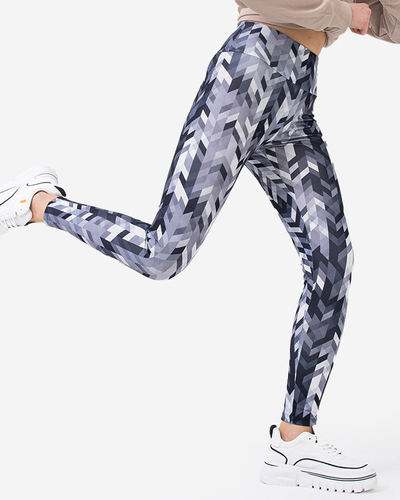 Patterned gray high-waisted leggings for women - Clothing