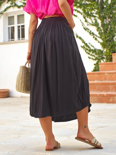 Royalfashion Women's Woven Midi Skirt, Summer and Flowing with Two Pockets