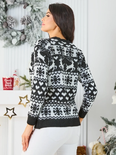 Royalfashion Brūns sieviešu džemperis ar ziediem