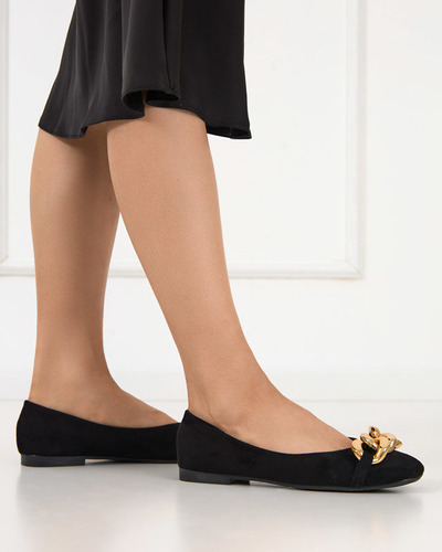 Black women's ballerinas with Caviene ornament - Footwear