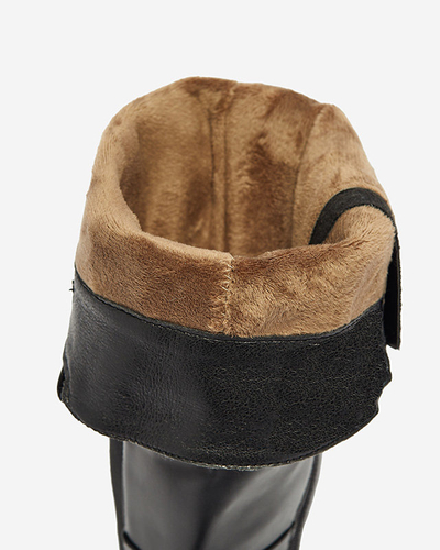 Women's eco-leather knee-high boots in black color Orikas - Footwear