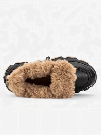 Black women's sports sneakers with fur Nonua- Footwear