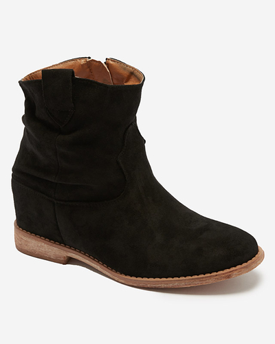 Black boots a'la cowboy boots on an indoor wedge Dimia - Footwear