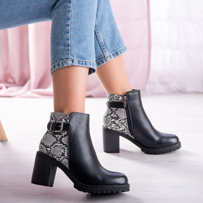 Black ankle boots on higher column Claretta - Footwear