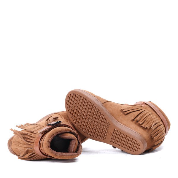 Botki na koturnie - kolor camel - Obuwie