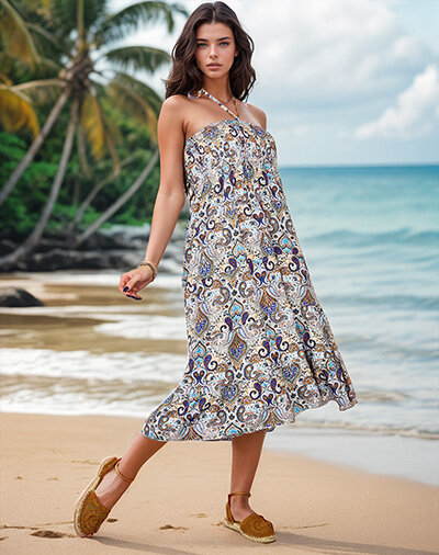 Royalfashion Sieviešu midi kleita ar apdruku