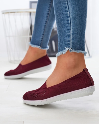 Maroon openwork fabric slip on sneakers Sadola - Footwear