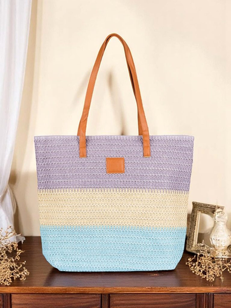 Royal Fashion Large Women's Straw Bag with Bold Stripes