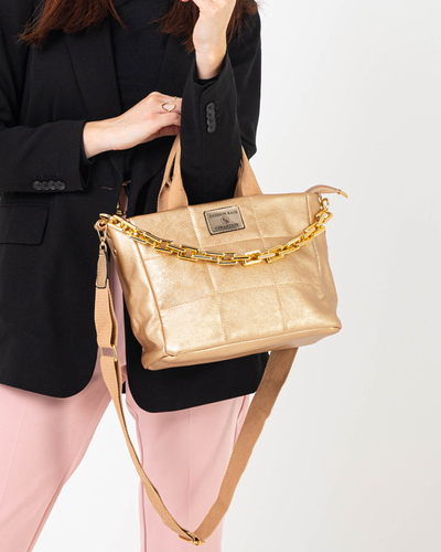 Gold small women's handbag with an additional chain - Accessories