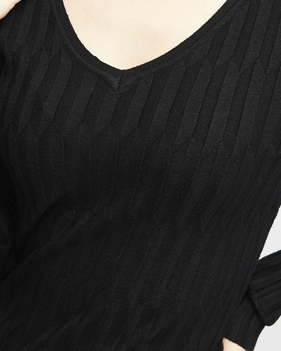 Black women's V-neck sweater - Clothing