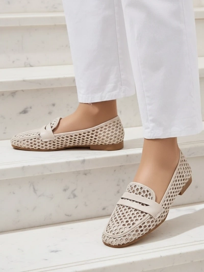 Beige Royalfashion Primavera Aelia fabric moccasins with almond toe