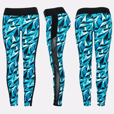 Blue leggings with a geometric pattern - Pants 1