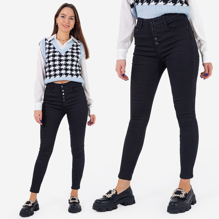 Women's Black High Waist Push-up Jeans - Clothing