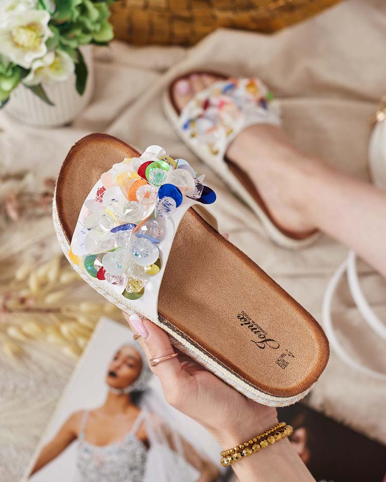 Royalfashion Women's Loassa rhinestone flip-flops