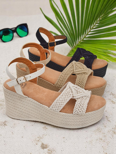 Royalfashion Sieviešu platformas sandales ar pītiem elementiem Sunny Day