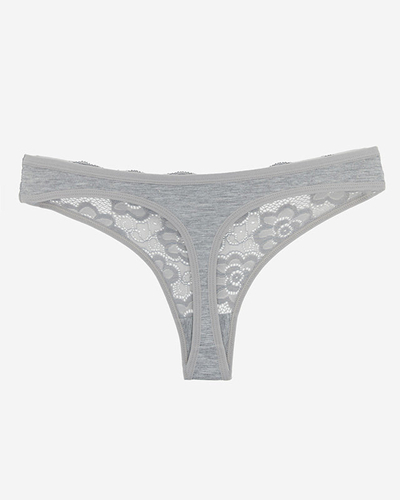 Gray one-color lace panties for women, thongs - Underwear