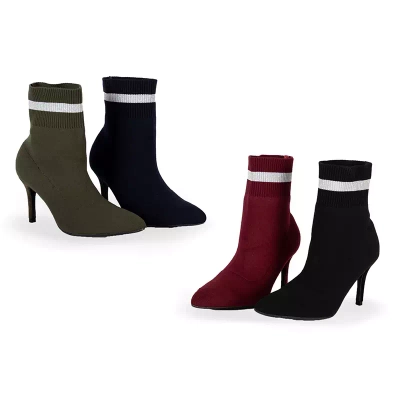 OUTLET Black boots on a high heel with a decorative upper a'la Kiki sock - Footwear