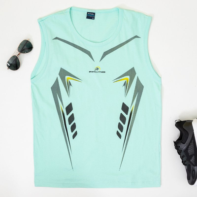 Men's mint cotton sleeveless t-shirt - Clothing