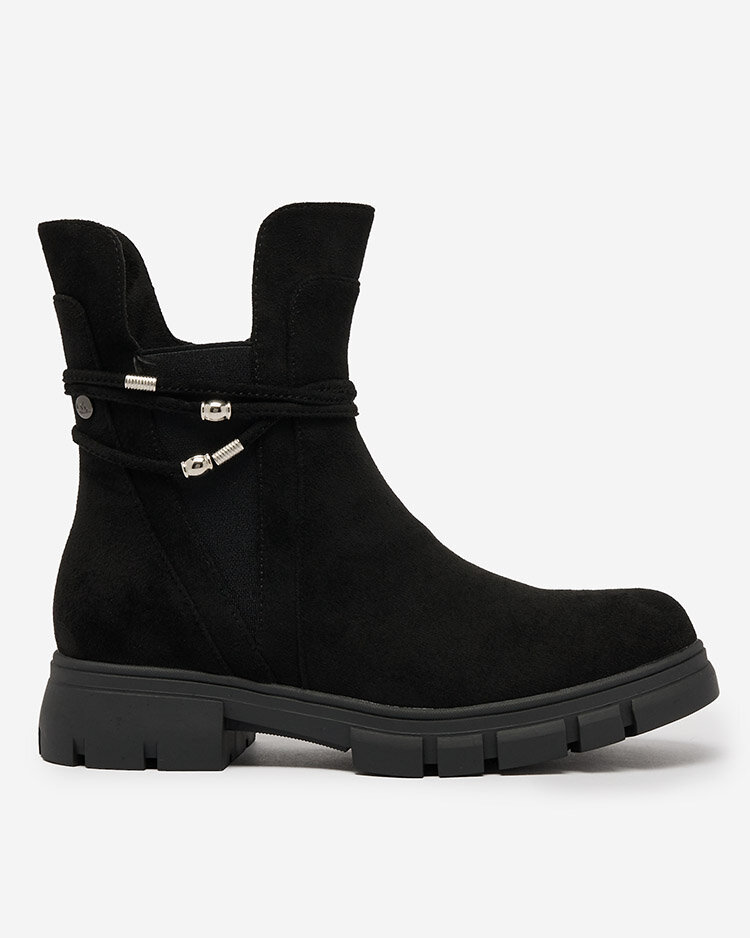 Royalfashion Melni sieviešu zābaki ar dekoratīvu siksniņu Dafflo