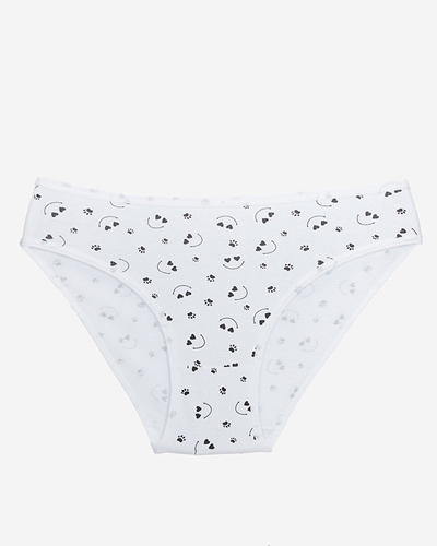 Women's white cotton panties with print - Underwear