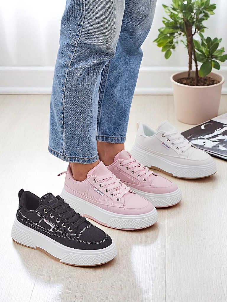 Aurora Rosa - Women's Pink Platform Sneakers Fabric Spring/Summer/Autumn