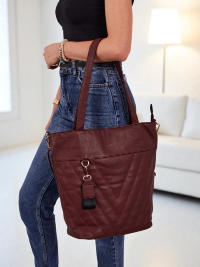 Women's shopper bag eco leather with embossing Raven Drift