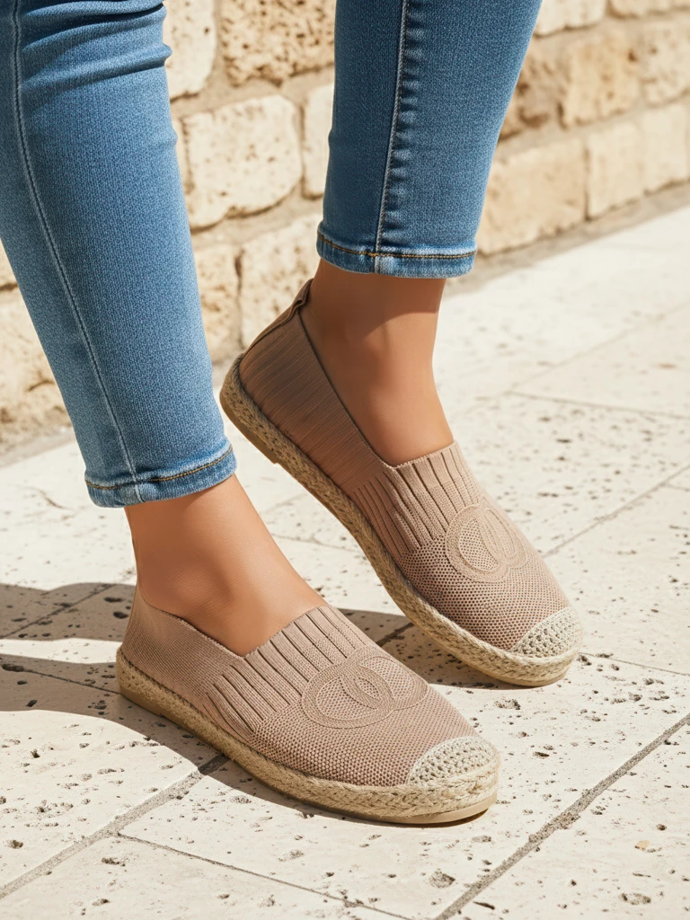 Women's Callisto espadrilles light brown flat heel ecological leather