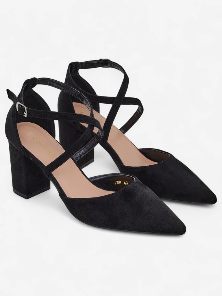 Royalfashion Women's eco-suede pumps with Kanastru straps