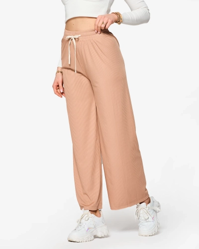 Brown women's wide pleated palazzo pants - Clothing