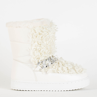 OUTLET White women's snow boots with decorative upper Porto- Footwear