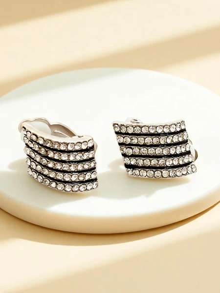 Royalfashion Clip-on women's earrings with cubic zirconia