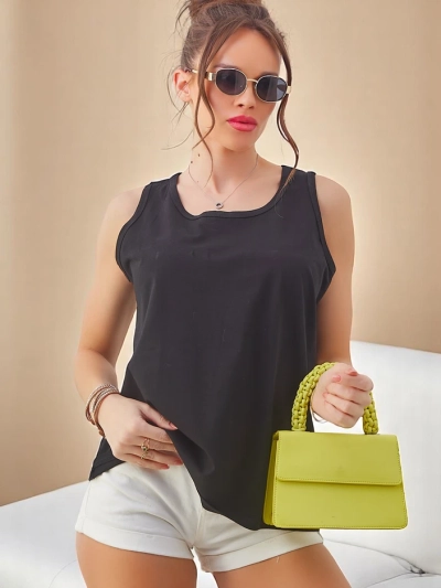 Royalfashion Sieviešu kokvilnas topiņš ar mežģīņu aizmuguri