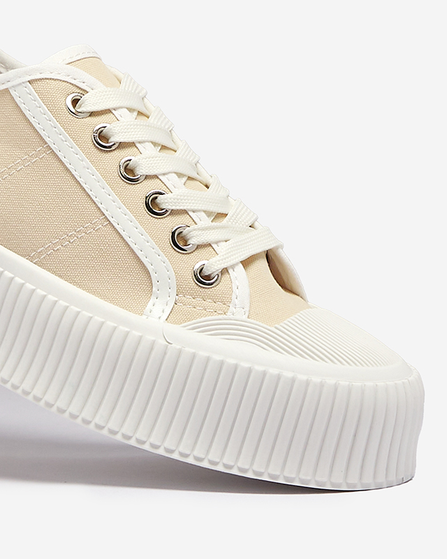 Beige women's sneakers on a solid sole Ozerika - Footwear