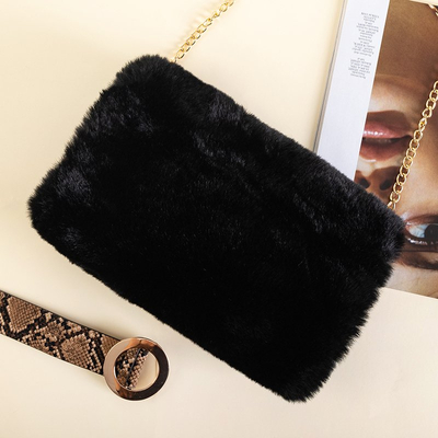 Black fur shoulder bag - Accessories