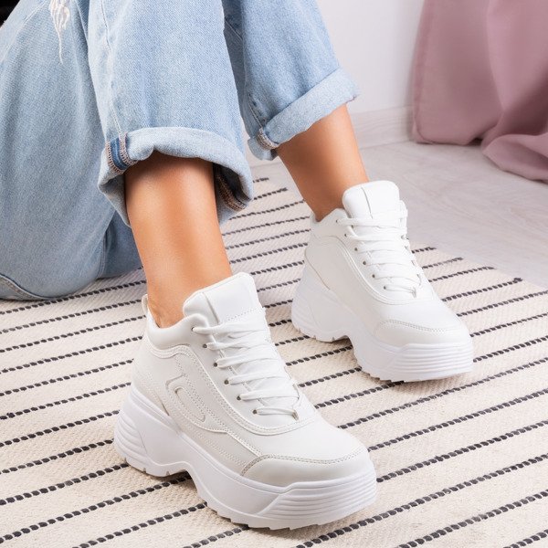 Białe buty sportowe na grubej podeszwie American - Obuwie