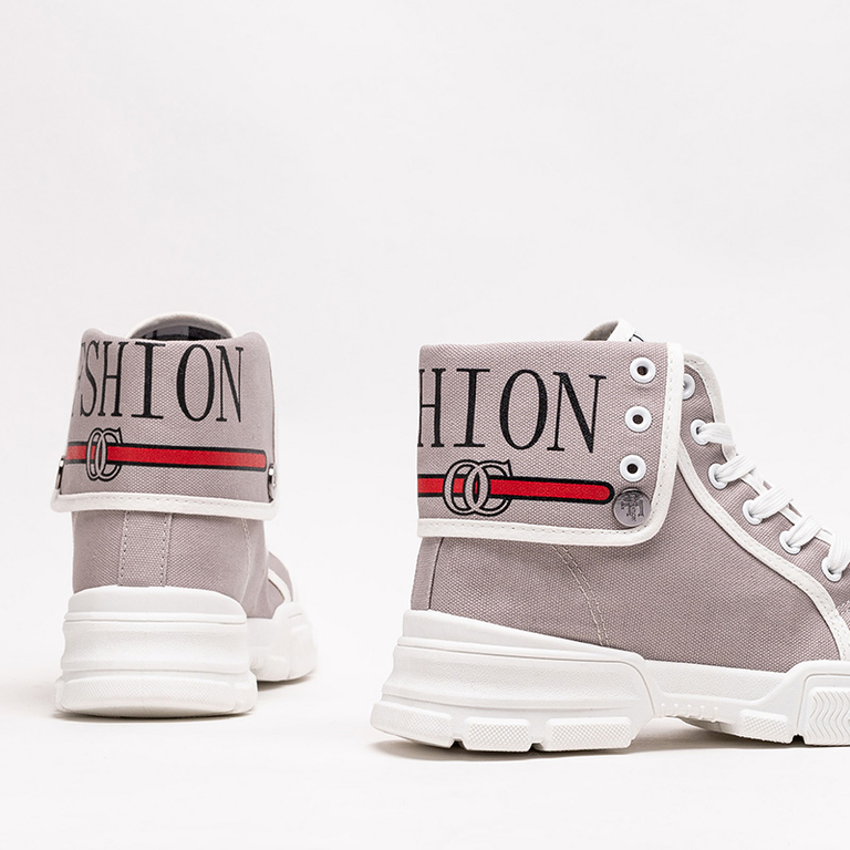 Grey women's high sport shoes a'la sneakers Tenerika - Footwear