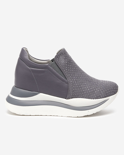 OUTLET Gray women's sneakers with a hidden wedge Elema - Footwear
