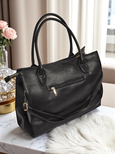 Torba białogłowskô Aristea Nero czôrnô skóra ekologicznô 41x31 elegantnô