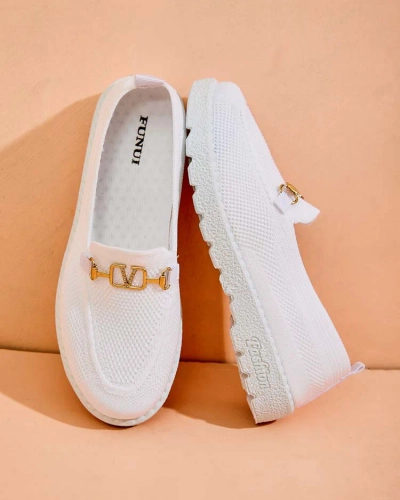 Royalfashion Sieviešu auduma mokasīni ar zelta rotājumiem Erticae