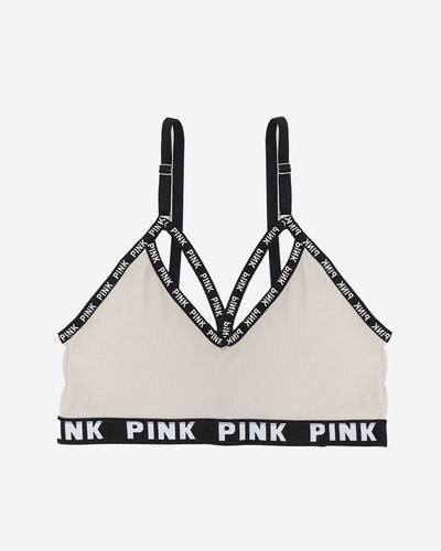 Women's gray sports bra with inscriptions - Underwear